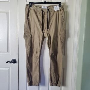 Urban Heritage Beige Cargo Jogger Pants Pull-on High-Rise Drawstring Size XXL